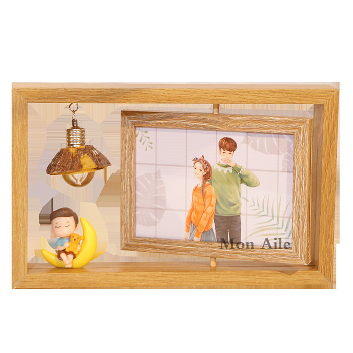 楽天市場】フォトフレーム 木製写真立て 回転 ライト付き 縦横 両面