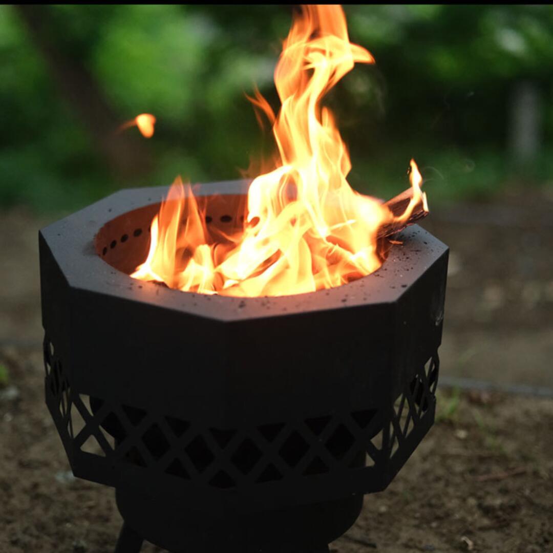 楽天市場】オクタゴンブラック 二次燃焼 無煙 焚き火台 焚火台