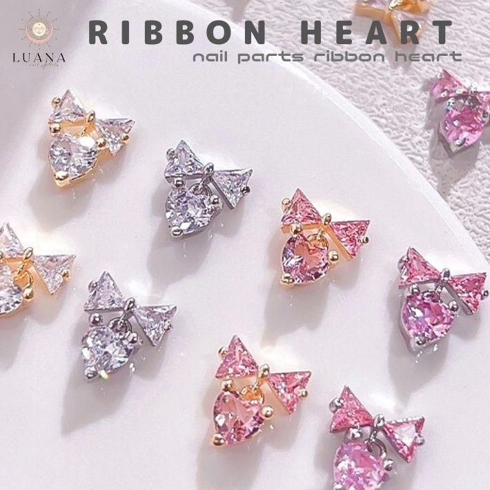 楽天市場】ポイント10倍ネイルパーツ リボン ハート 2個 ゴールド