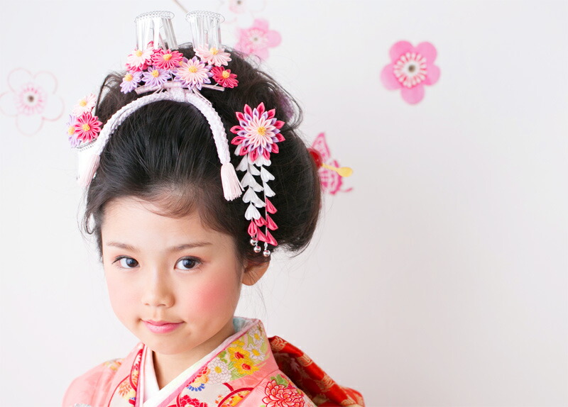 楽天市場】七五三 髪飾り【三歳・七歳】古布の菊勝山かんざし三点