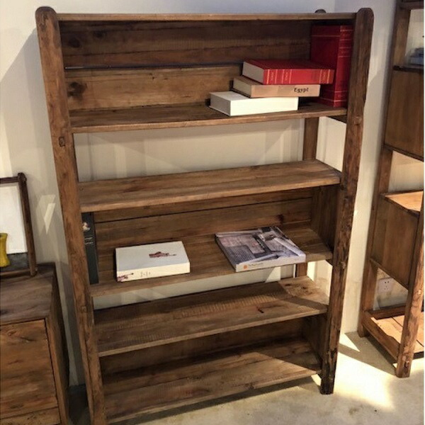 楽天市場】オープンラック 収納棚 ウッドラック 幅106cm 本棚 古材