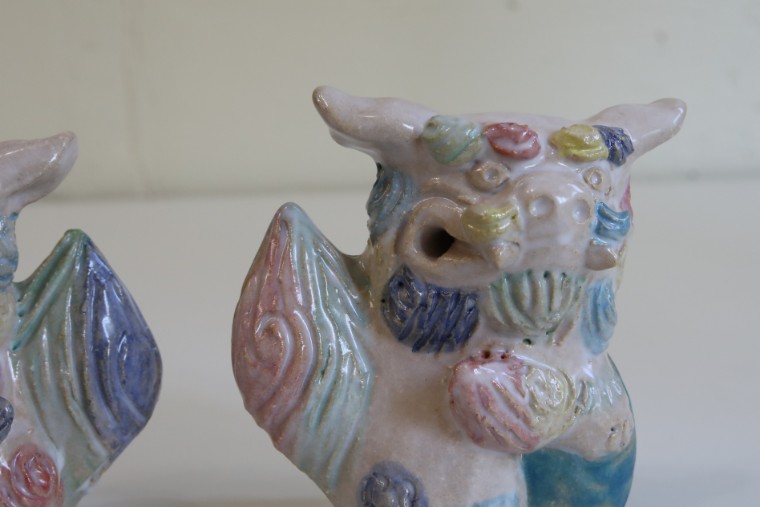 楽天市場】datta.沖縄南の島陶芸工房 紅型シーサー[一品物][送料無料