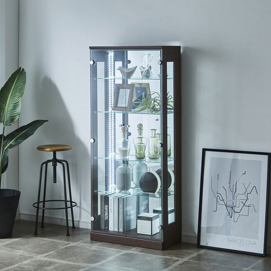 楽天市場】コレクションケース LED ライト付き 薄型 ハイタイプ 幅63cm