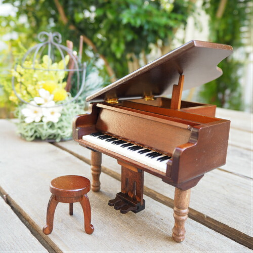 楽天市場】【 木製ミニアンティークオルゴール グランドピアノ