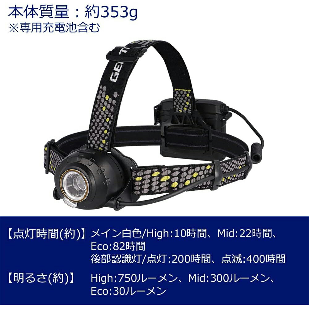 楽天市場】GENTOS ジェントス LED ヘッドライト HLP-2304 充電式 750