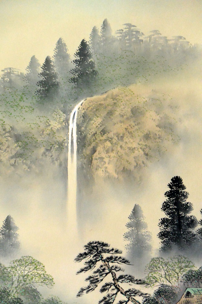 楽天市場】掛軸 彩色山水 保母一峰画(掛け軸 尺五立）幅54.5cm×丈190cm