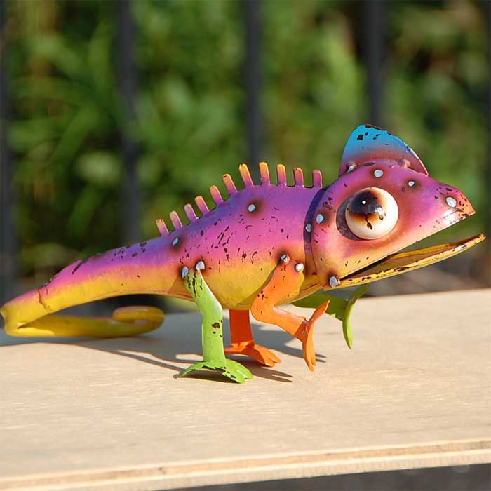 楽天市場】ブリキ カメレオン カラー パープル Lサイズ カラフル 置物