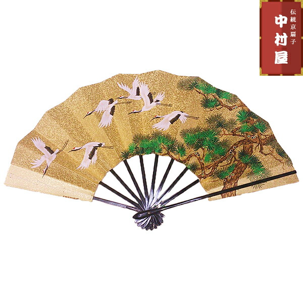 楽天市場】扇子 踊り用 舞扇子 飾り扇子 【送料無料】 松に6羽鶴 金