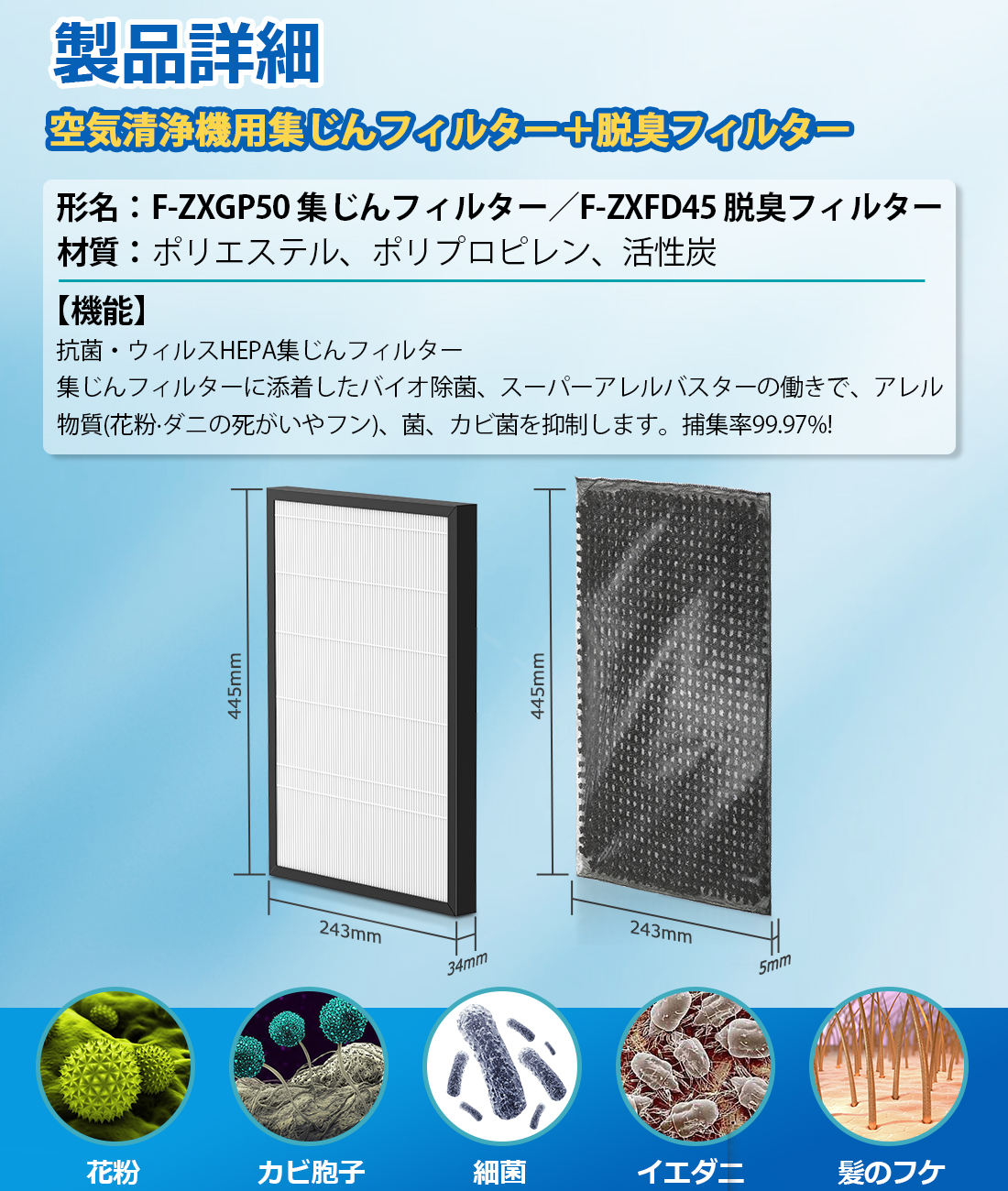 楽天市場】F-ZXGP50 集じんフィルター F-ZXFD45 脱臭フィルター 消耗品