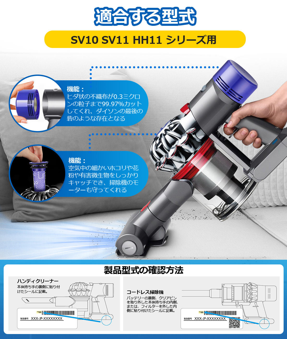 楽天市場】V7 V8 SV10 SV11 H11 フィルター 掃除機フィルター 互換