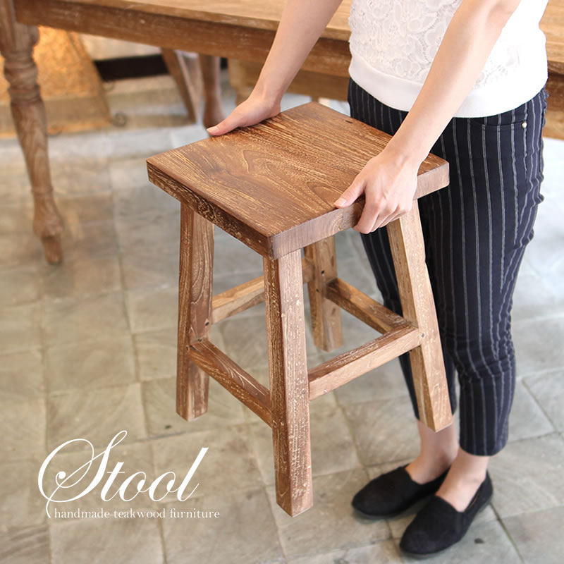 楽天市場】☆古材椅子 スクエアスツール 四角 木製椅子 木製ベンチ