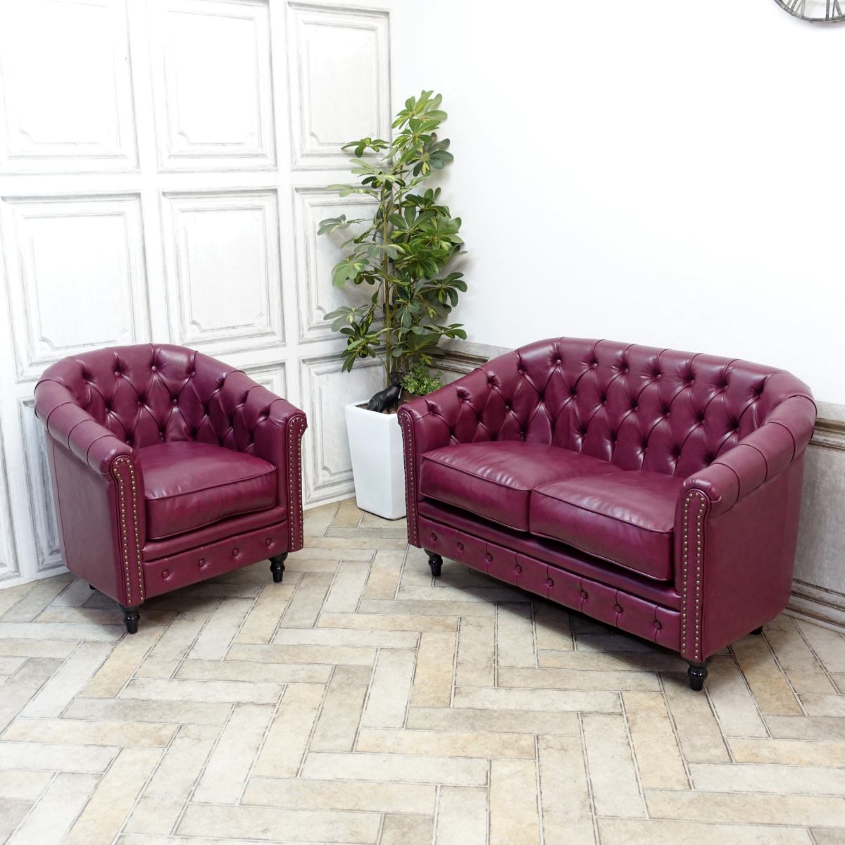 楽天市場】輸入家具 チェスターフィールド ソファ 一人掛け