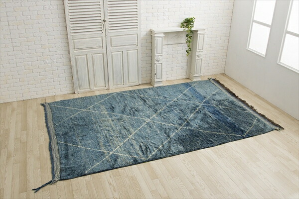 楽天市場】ヴィンテージラグ ブルー モロッコ ラグマット ヴィンテージ