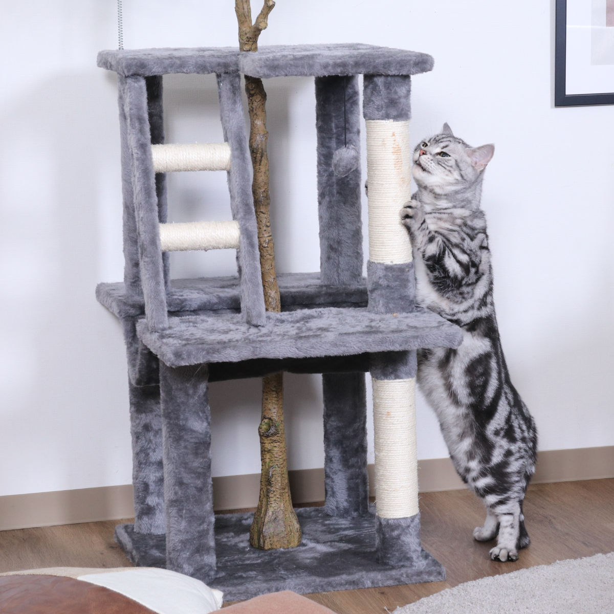 楽天市場】キャットタワー ねこの休ら木 マロン 爪とぎ （ 猫タワー