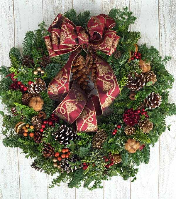 楽天市場】フレッシュモミのクリスマスリース [本物のモミの木の