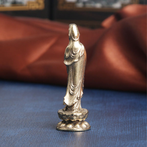 楽天市場】[送料無料] 観音菩薩像 蓮上観音 オブジェ 真鍮製 置物