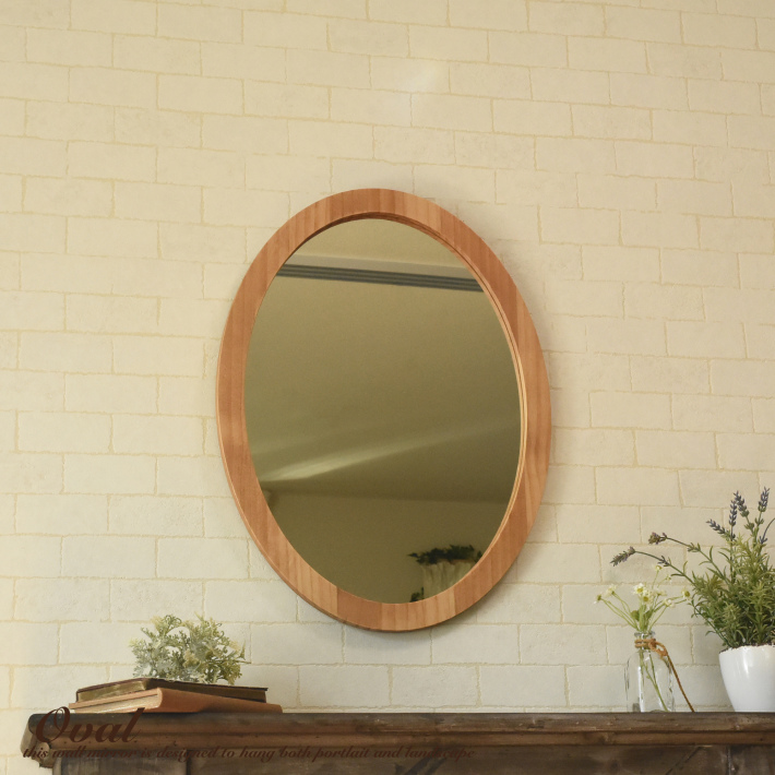 楽天市場】鏡 壁掛け 丸 オーバル ウォールミラー 日本製 楕円形 楕円