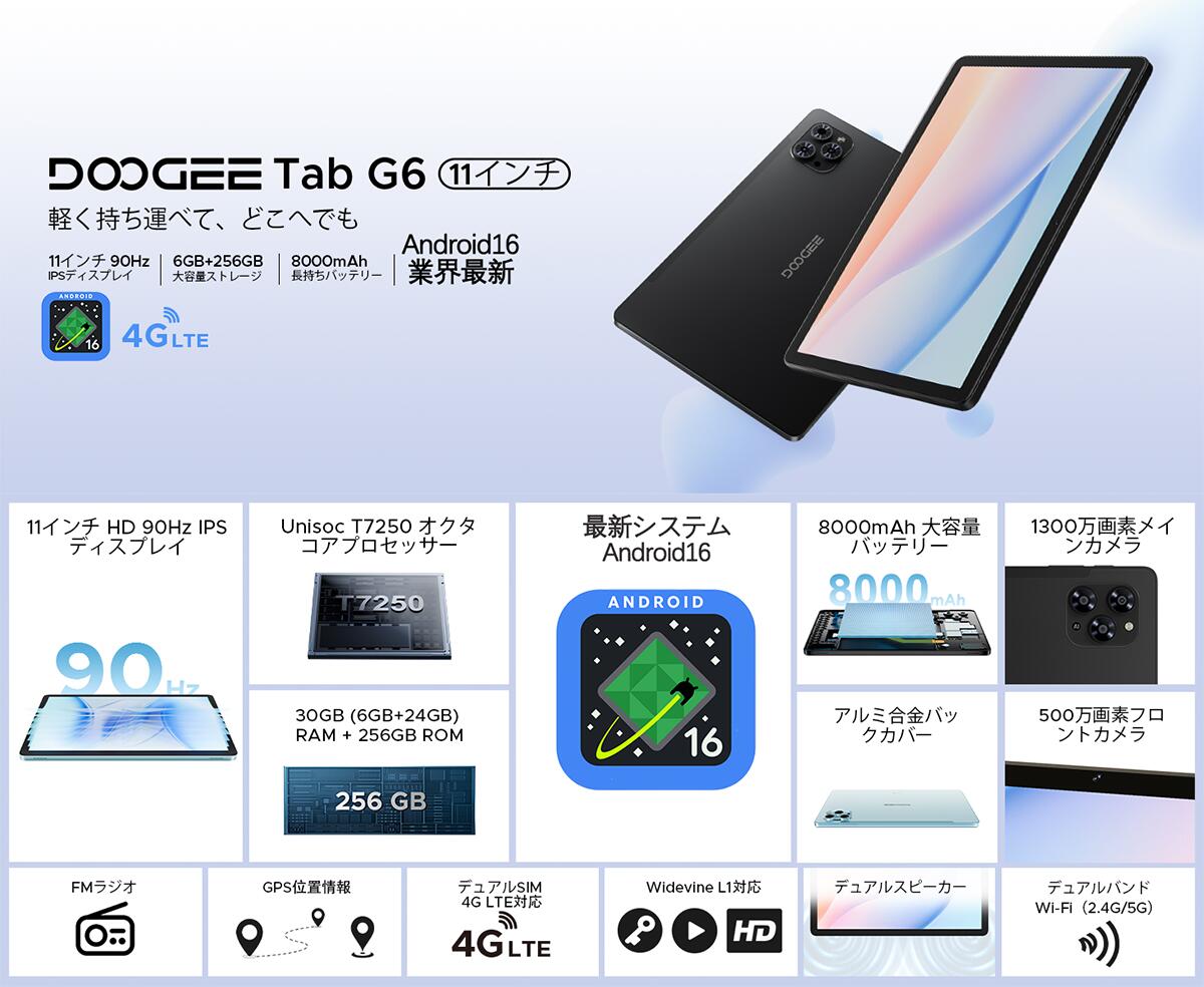 楽天市場】【SS限定7000円OFF】GeminiAI Android16タブレット DOOGEE