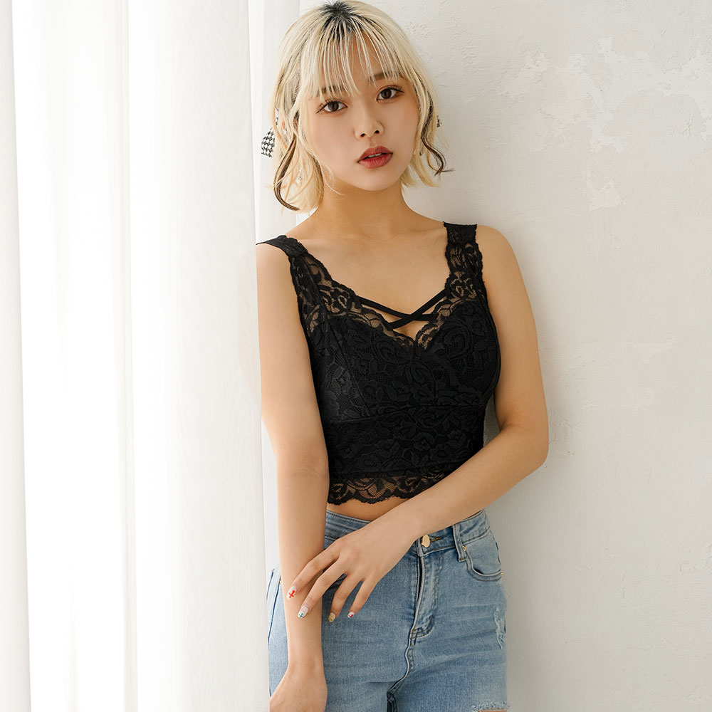 楽天市場】【SALE】 選べるデザインフロントクロスレースキャミブラ