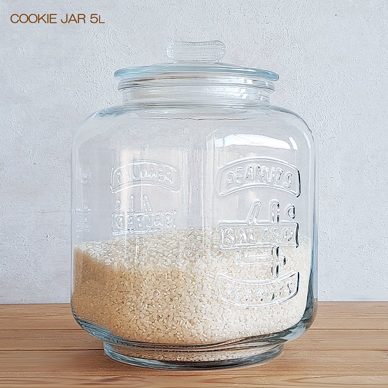 楽天市場】【ガラス容器】アンティーク クッキージャー 5L 米びつ