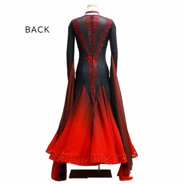 タカダンス 社交ダンスドレス 赤と黒 スタンダード モダン デモ向き M