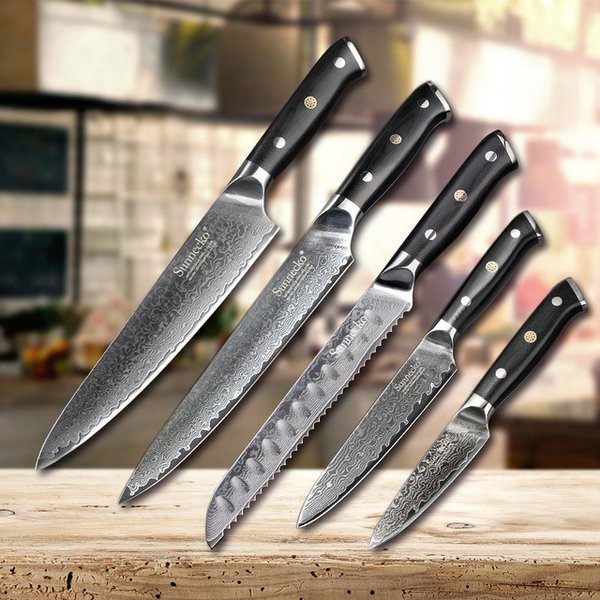 楽天市場】キッチンナイフセット 5PCS ダマスカススチール スライサー
