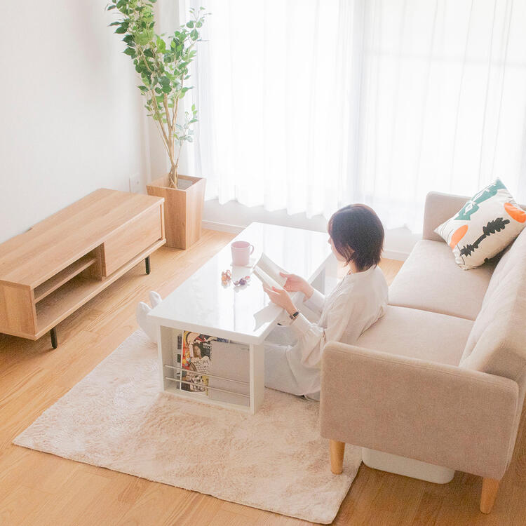 楽天市場】【5%OFFｸｰﾎﾟﾝ配布中】 ローテーブル 白 収納 110cm 9色