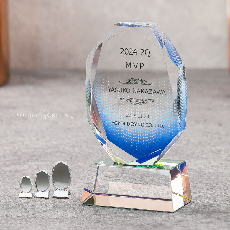 楽天市場】クリスタル トロフィー CR-16 名入れ 記念品 表彰状 退職