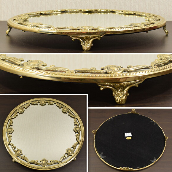 楽天市場】ブラスゴールド ラウンドミラートレイ 黄金色の真鍮製 丸型