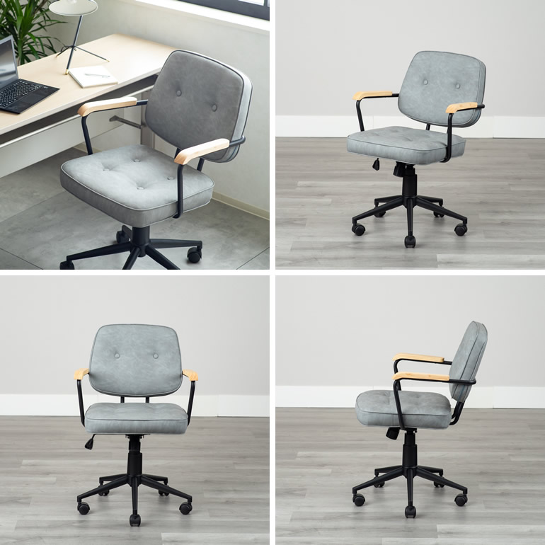 楽天市場】デスクチェア レトロ おしゃれ 回転 合皮レザー キャスター