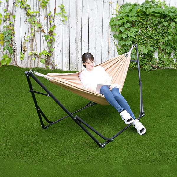 楽天市場】ハンモック 自立式 屋外 高さ2段階 折りたたみ 耐荷重100kg