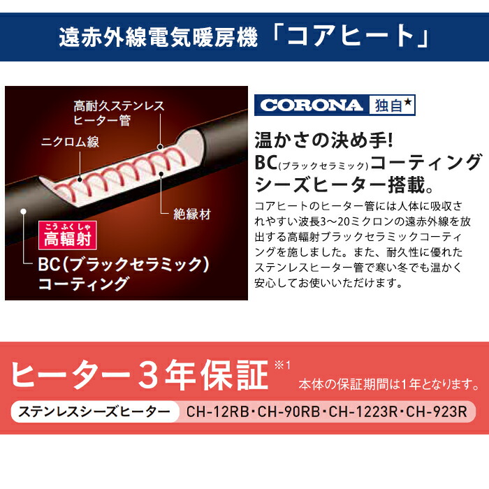 楽天市場】《コロナ》CH-12RB 遠赤外線暖房機 コアヒート 遠赤外線