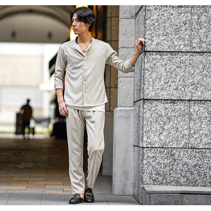 楽天市場】セットアップ メンズ ブランド 7分袖シャツ メンズ