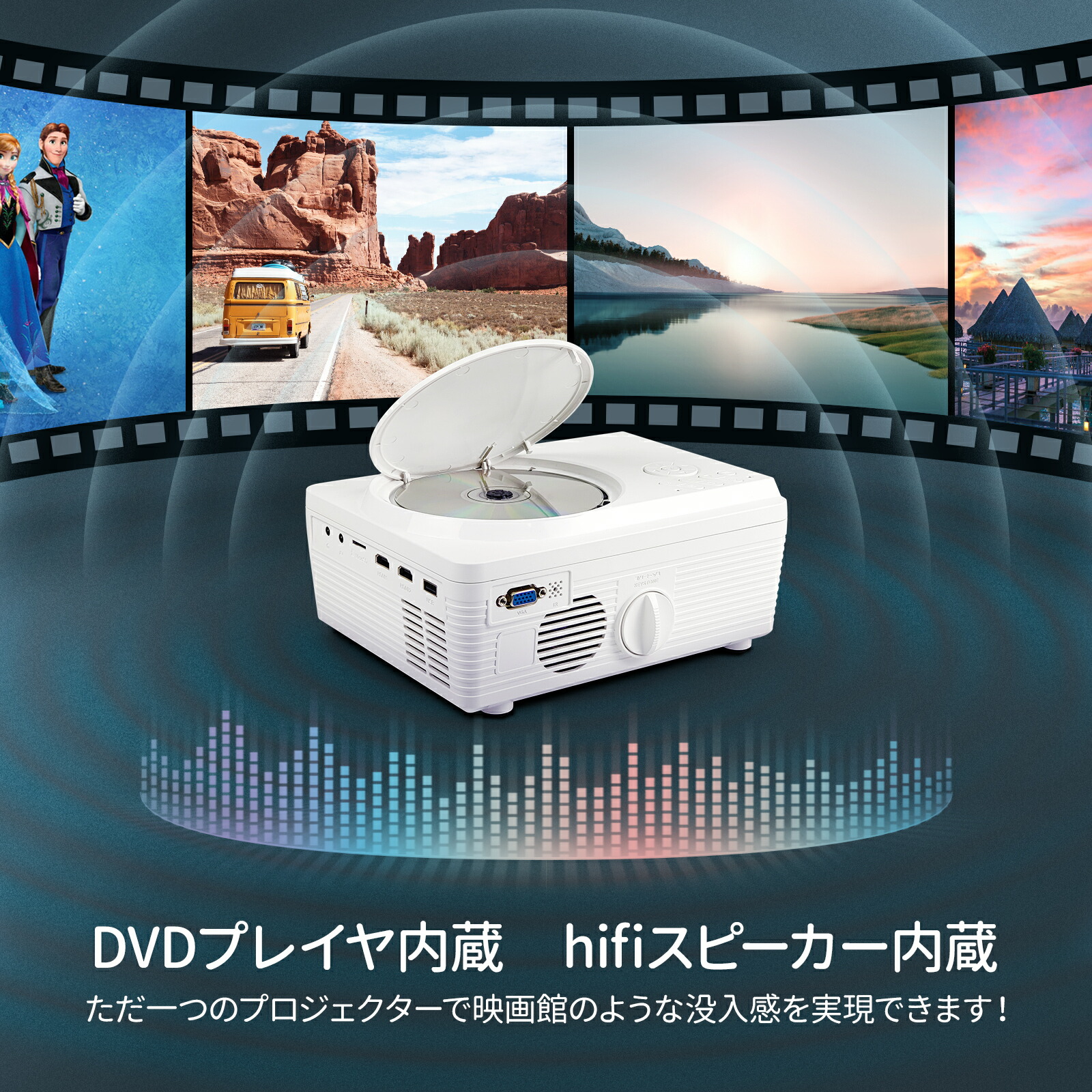 楽天市場】プロジェクター WiFi Bluetooth DVDプレイヤー内蔵