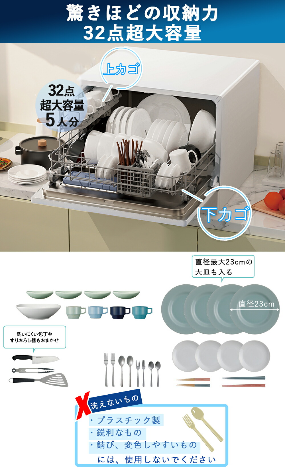 楽天市場】食器洗い乾燥機 1年保証 食洗機 工事不要 大容量 家庭用 5人