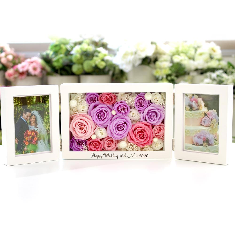 楽天市場】名入れ プリザーブドフラワー 名前入り 彫刻 写真立て