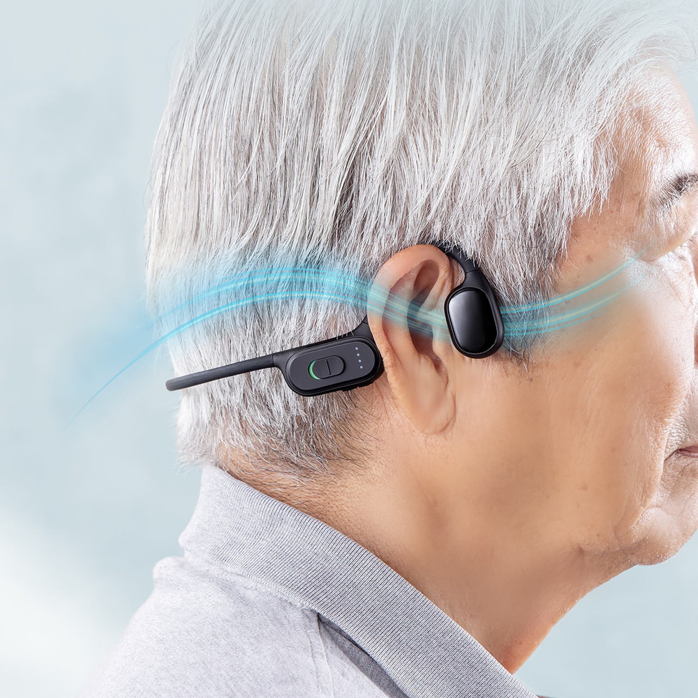 楽天市場】集音器 高齢者 耳に入れない 両耳 骨伝導 かんたん操作 使い