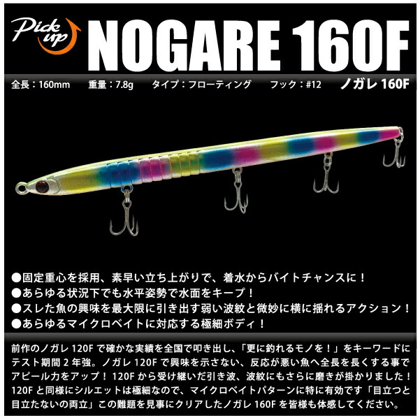 楽天市場】【ルアー】Pick up ピックアップNOGARE 160Fノガレ 160F銀粉