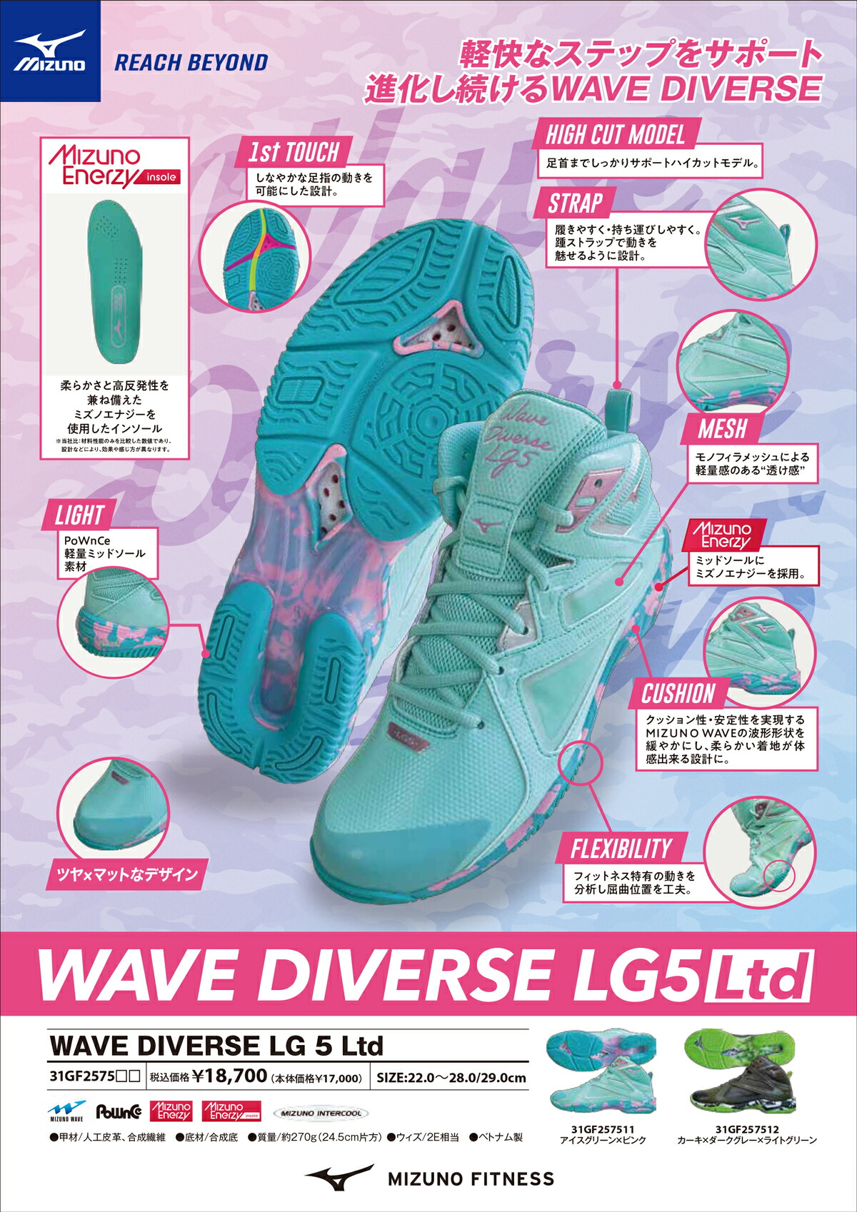 楽天市場】ミズノ ウエーブダイバースLG5リミテッド アイスグリーン