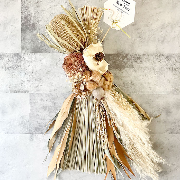 楽天市場】【2025しめ縄 おしゃれ しめ縄飾り ドライフラワー 】モダン