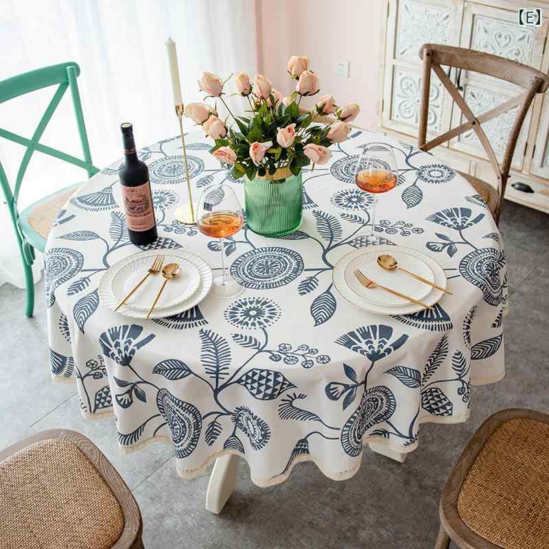 楽天市場】円形テーブル クロス ラウンド 家庭 アメリカン 綿 麻 花柄