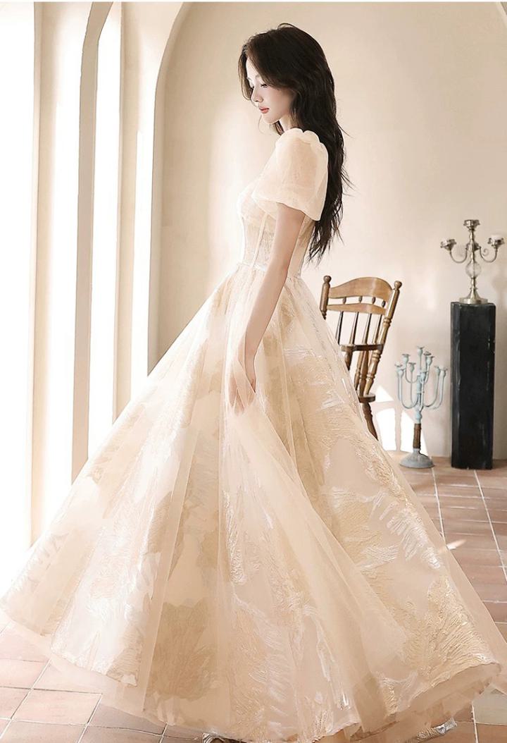 楽天市場】ドレス ウェディングドレス クリームイエロー パフスリーブ