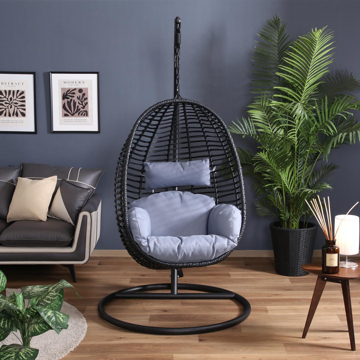 楽天市場】【I】不二貿易 ハンギングチェア 16003 ブラック 吊り下げ式