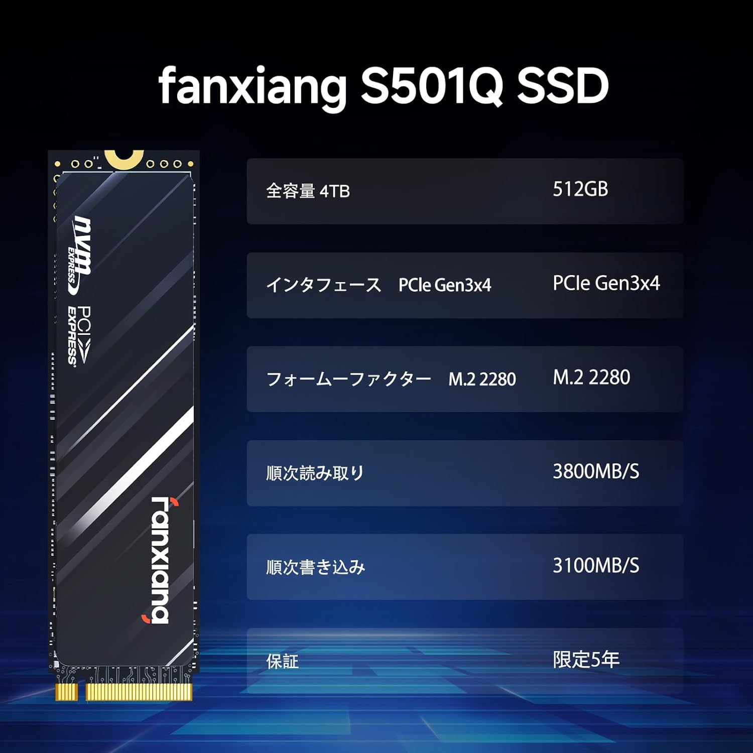楽天市場】fanxiang SSD 512GB 1TB 2TB 4TBPCIe Gen3.0×4 M.2 Type2280