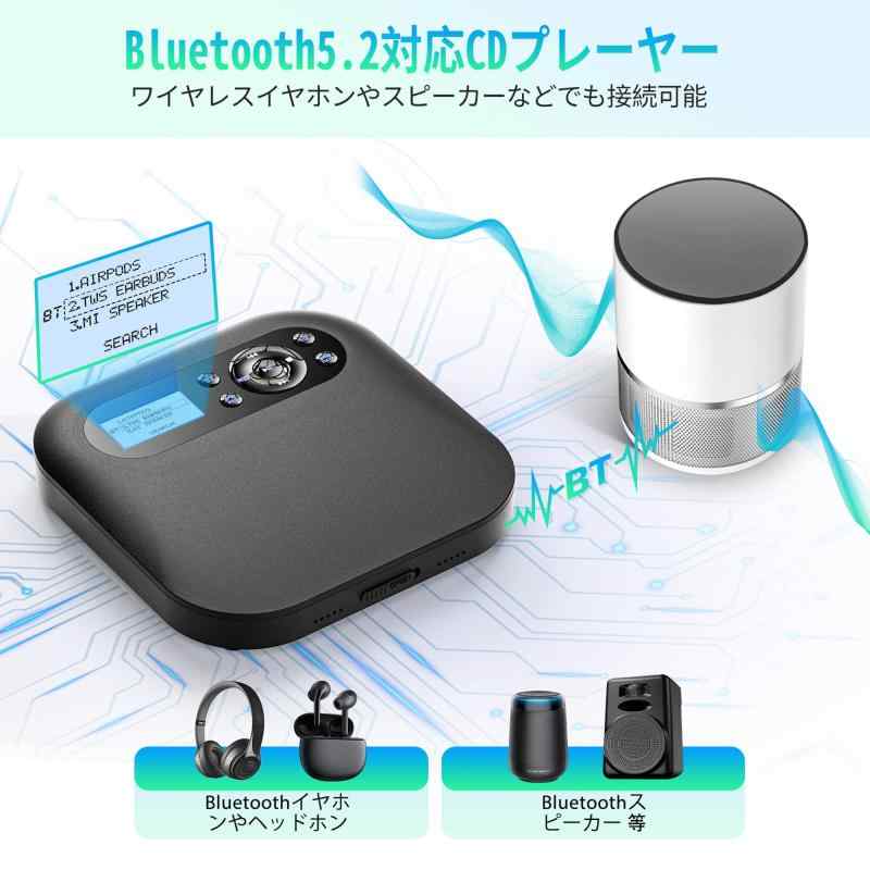 楽天市場】CDプレーヤーBluetooth5.2対応スピーカー内蔵ポータブルCD