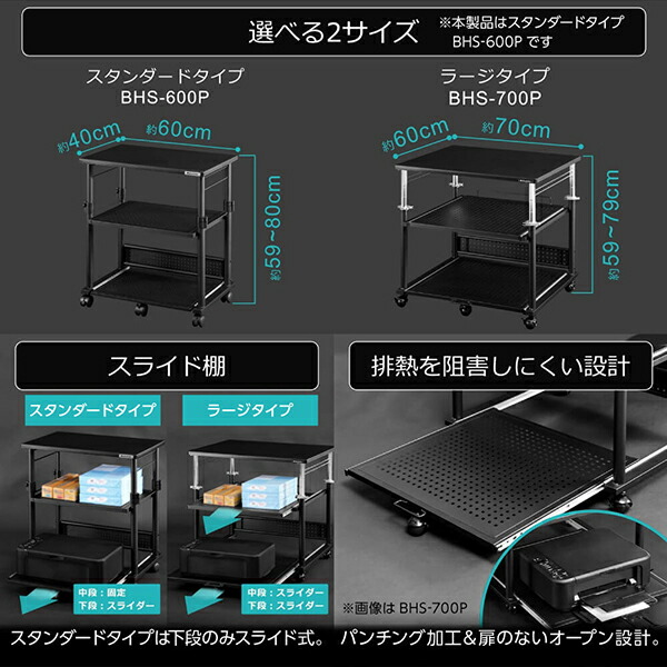 楽天市場】Bauhutte バウヒュッテ ラック BHS-600P-BK 昇降式