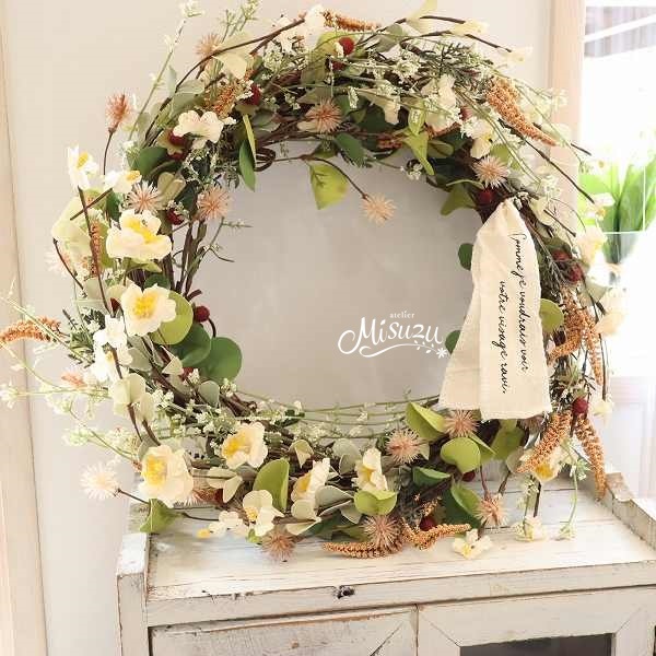 楽天市場】ナチュラルリース ドライフラワー風 インテリア ギフト