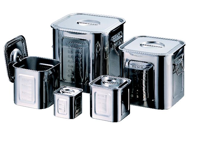 楽天市場】□お得な10個セット□18-8目盛付角キッチンポット16.5cm