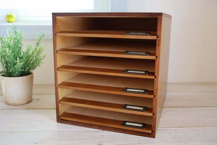 楽天市場】書類ケース レトロ 6段 ダークブラウン 木製 No.12 国産
