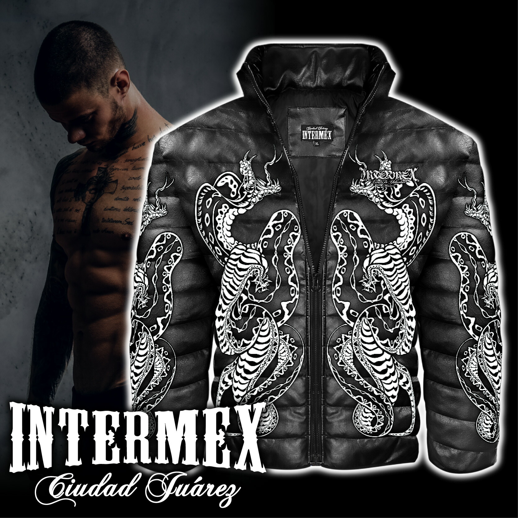 楽天市場】レザー調 中綿ジャケット 上着 服 碇 コブラ柄 INTERMEX ITM